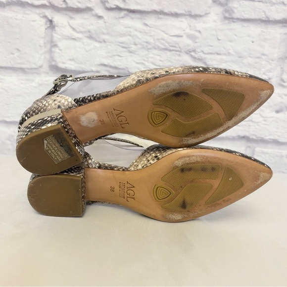 AGL 38 (8) d’Orsay Pump Women’s Snakeskin Print Pointed Toe Strappy Shoes - Picture 9 of 13